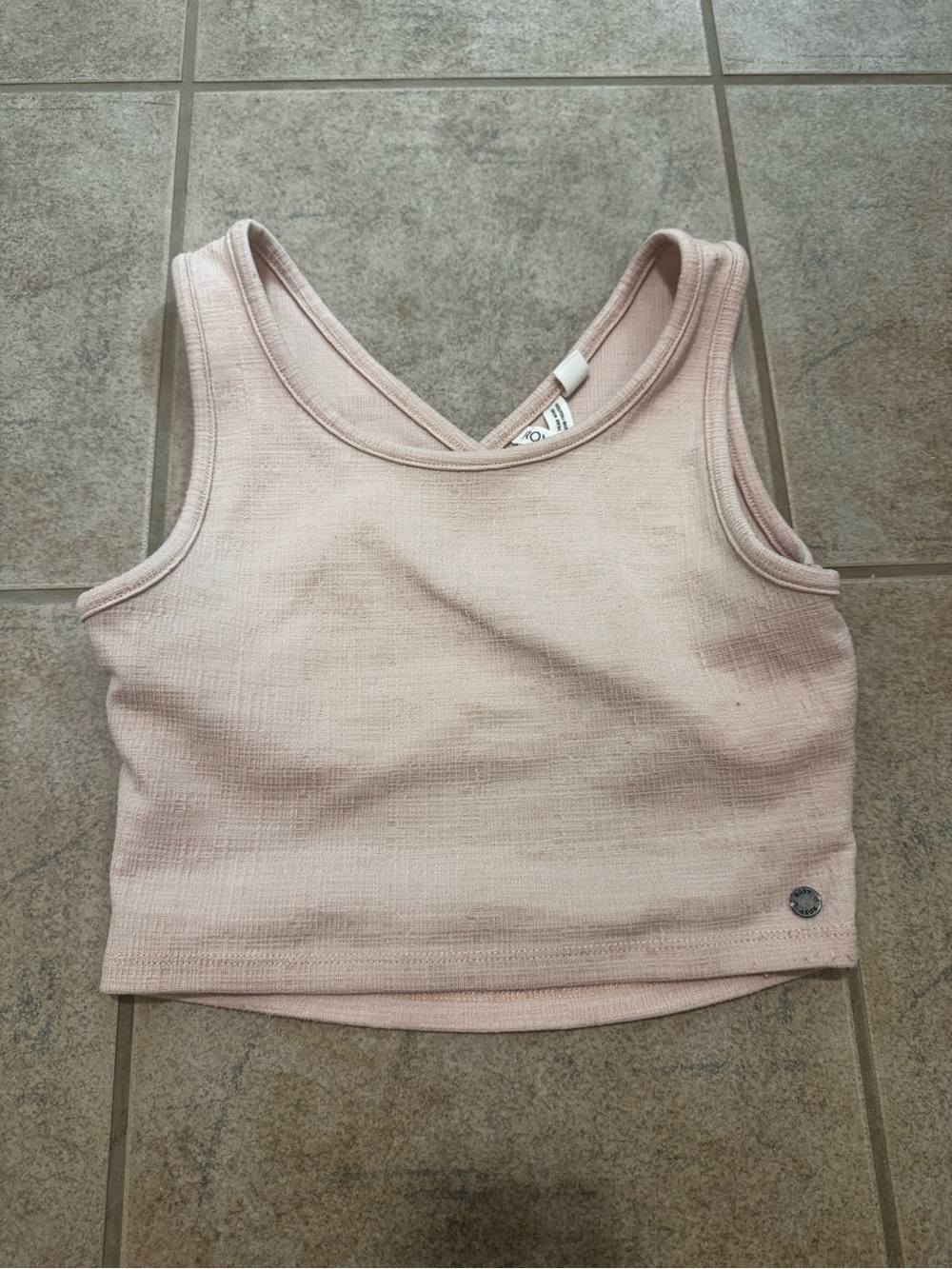 Roxy Ribbed Cropped Tank Top - Light Blush Pink